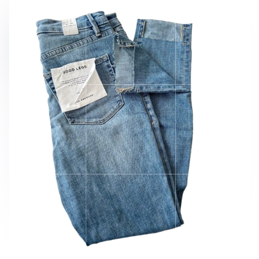 Good American Good Legs Cropped Skinny GLSHRE075T BLUE663 SIZE 28